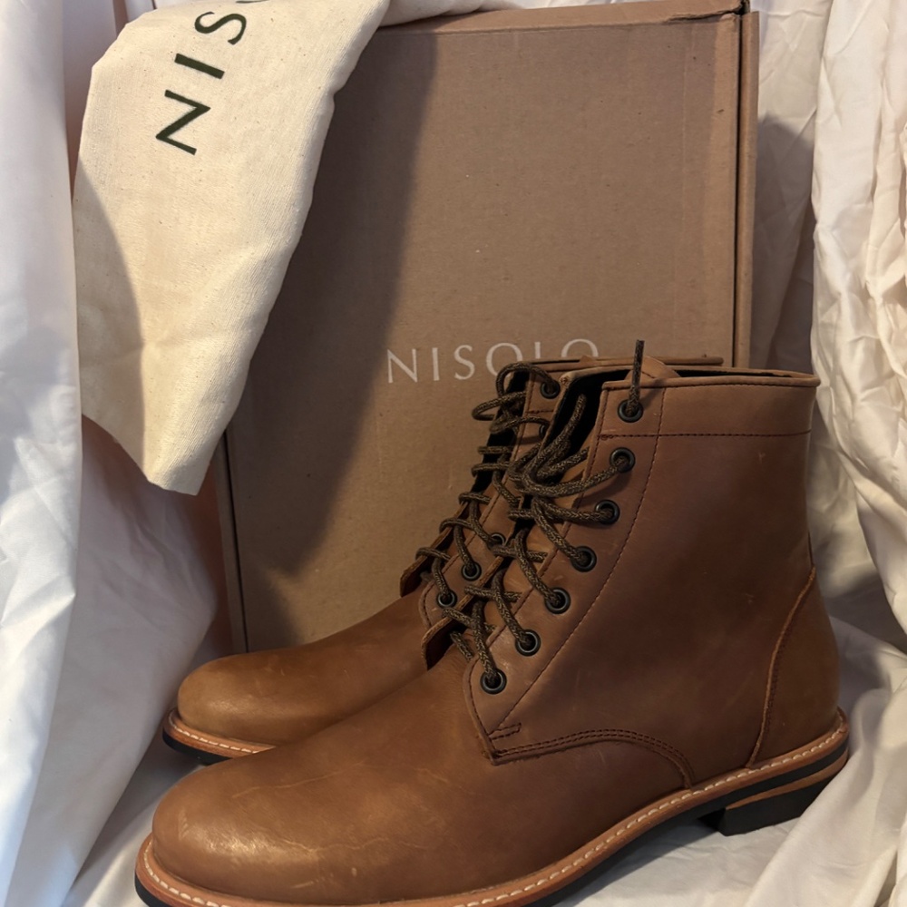 Nisolo Men's All-Weather Andres Boot In Tobacco - NEW WITH BOX! Size 10